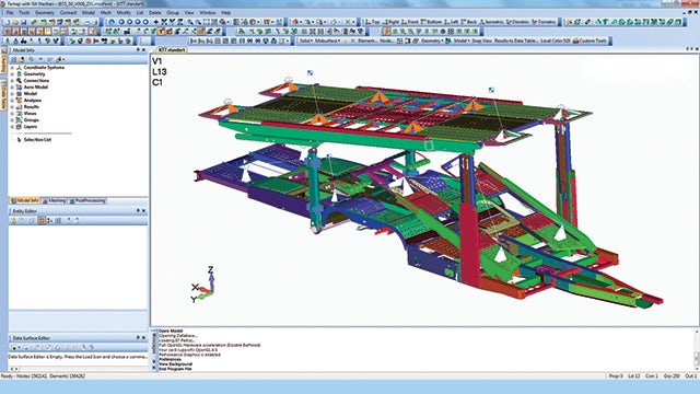 Based on surface models from Solid Edge, strength and load analyses are performed employing FEA using Simcenter Femap with Nastran.