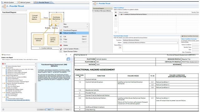 Functional hazard assessment visual from the Simcenter software.