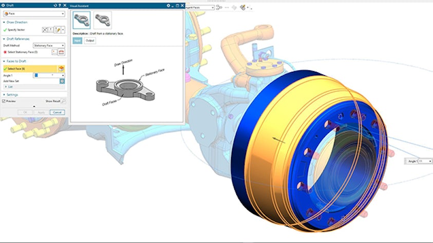 Dashboard of NX showing a part design.