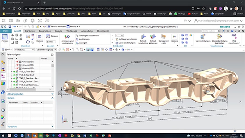 The measurements of a reference part are checked through 3D survey.