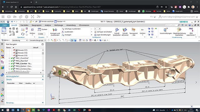 The measurements of a reference part are checked through 3D survey.