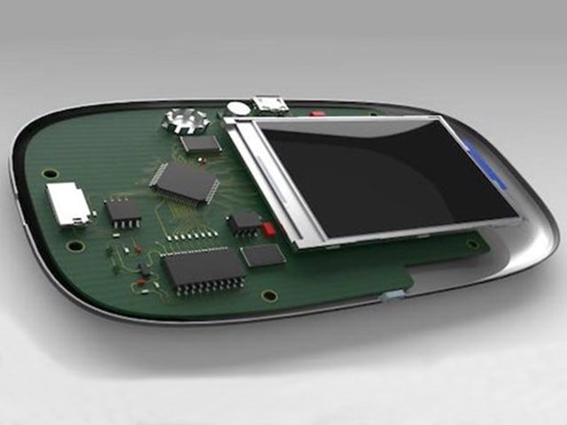 A 3D rendering of the printed circuit board (PCB) of an insulin pump designed in NX.