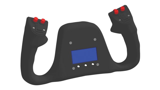 3D view of the internal architecture of the yoke with the autopilot and radio LCD control panel.