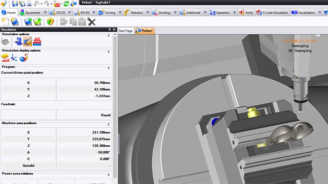 Machining of a Pelton Turbine Blade in TopSolid’Cam.