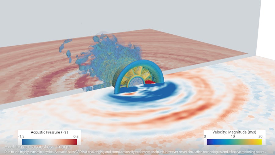 A image of an engine fan simulation from Simcenter