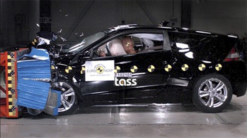 Crash testing performed with a dummy in a car in our facility in Helmond, Netherlands.