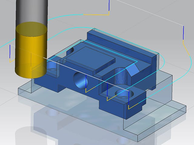 3D-Rendering der 2,5-Achsen-Frästeilkonstruktion.