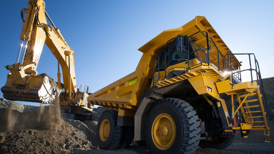 Heavy equipment excavator design in outdoor construction site