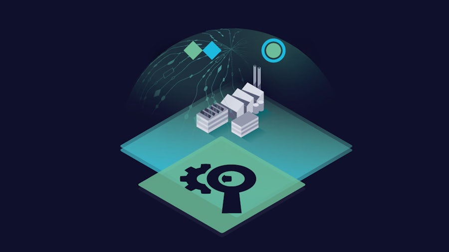 Illustration of two men shaking hands while talking about data