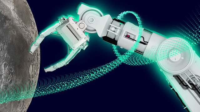 기계 제조업체를 위한 SaaS를 나타내는 로봇 팔