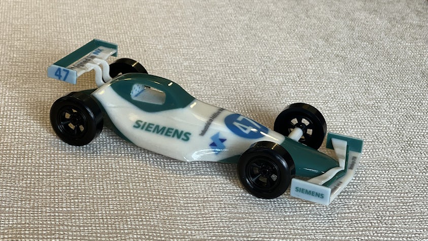 A model open-wheel car made with binder jetting 3D printing technology