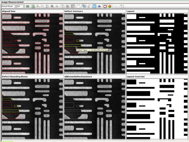 Screenshot of software tool showing various IC layout views