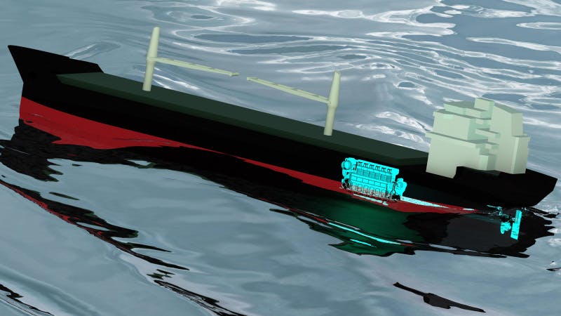 CFD simulation of ship and engine in beam seas, helps to predict ship fuel consumption