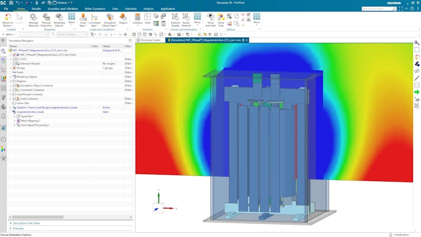 Colored coded display of electro magnetic radiation from an electric motor