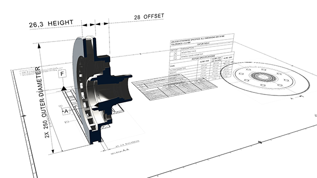 Plano del diseño de un componente.