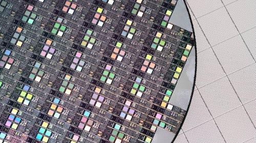 close up of an IC wafer