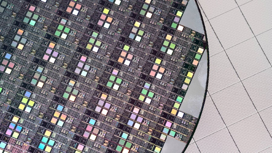 close up of an IC wafer