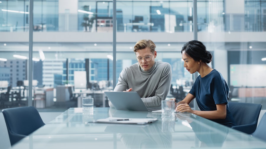 two people having a business conversation