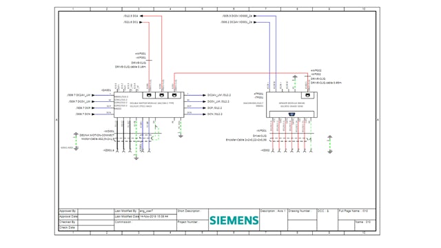 Image of electrical schematics design using NX Industrial Electrical Design software.