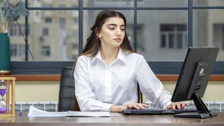 Girl looking at monitor