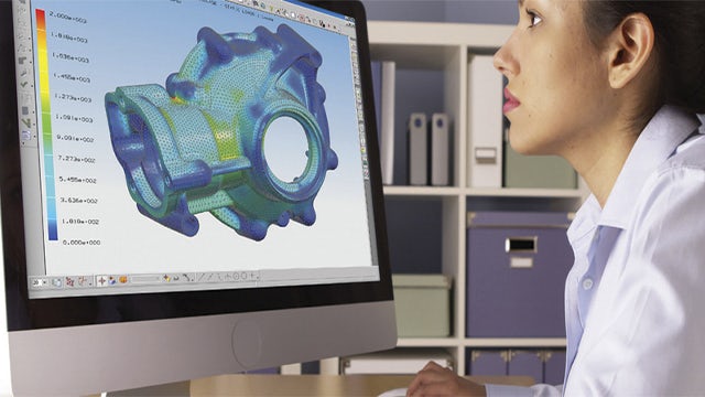 An engineer using Simcenter software for advanced pre-processing techniques that can reduce the amount of time spent on CAE pre-processing by a factor of two.
