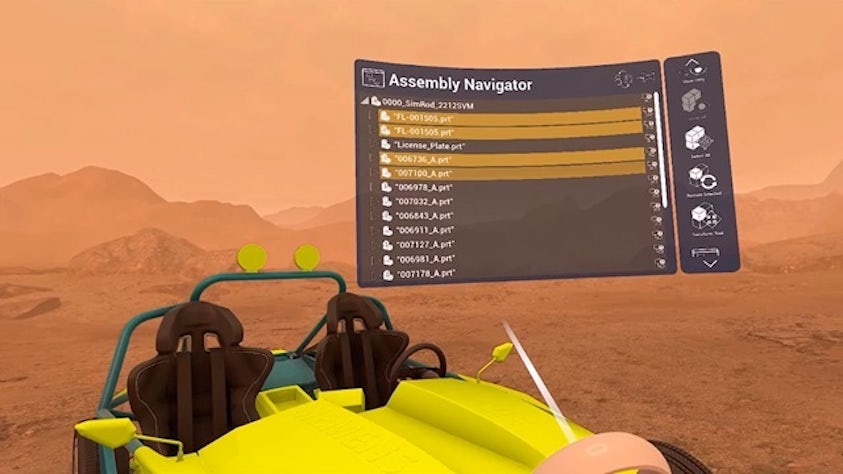 The Assembly Navigator open in the NX CAD NX Immersive Explorer environment with a design of an eRod in the Mars environment.