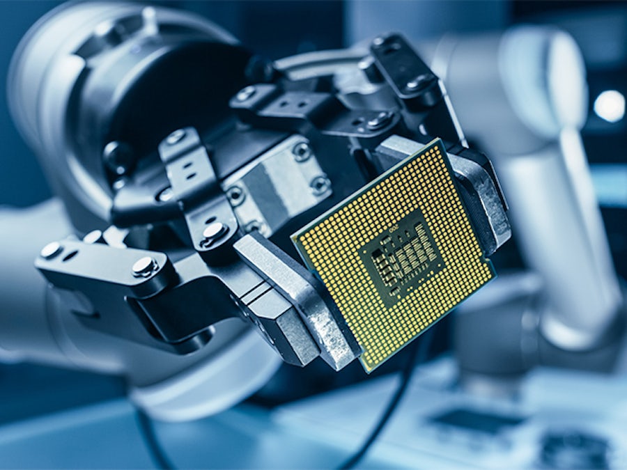 Robot arm holding chip