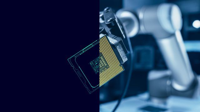 ECA CPU brand evolution - robot hand holding microchip.