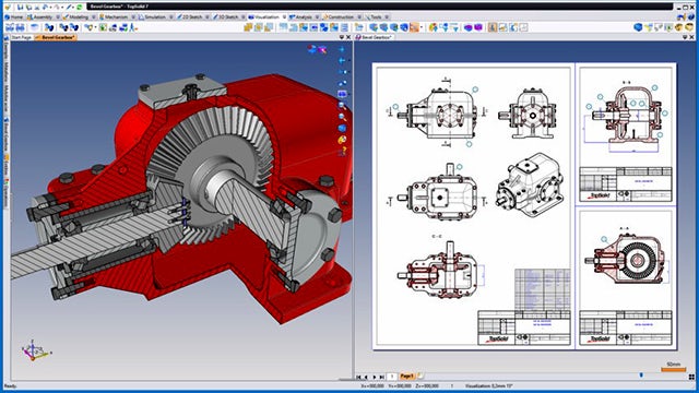 Bevel gear box modeling in TopSolid’Design.