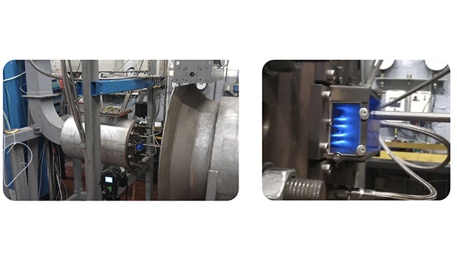 Figure 2. Micromix 2D liner burner test rig (methane-hydrogen combustion).