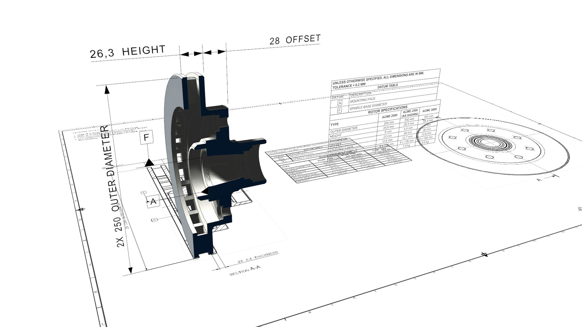 A 3D part model is displayed with associated product manufacturing information (PMI) captured in the JT file format.