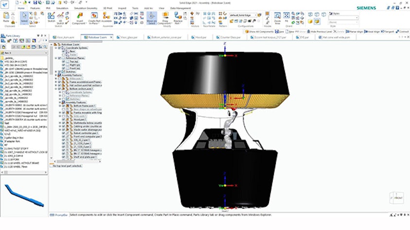 Yanu in the Solid Edge design environment.