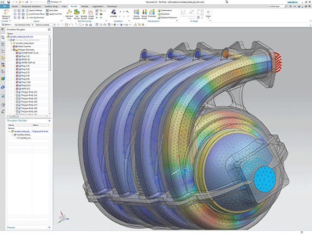 Visual of a 3D model created with the Simcenter 3D software.