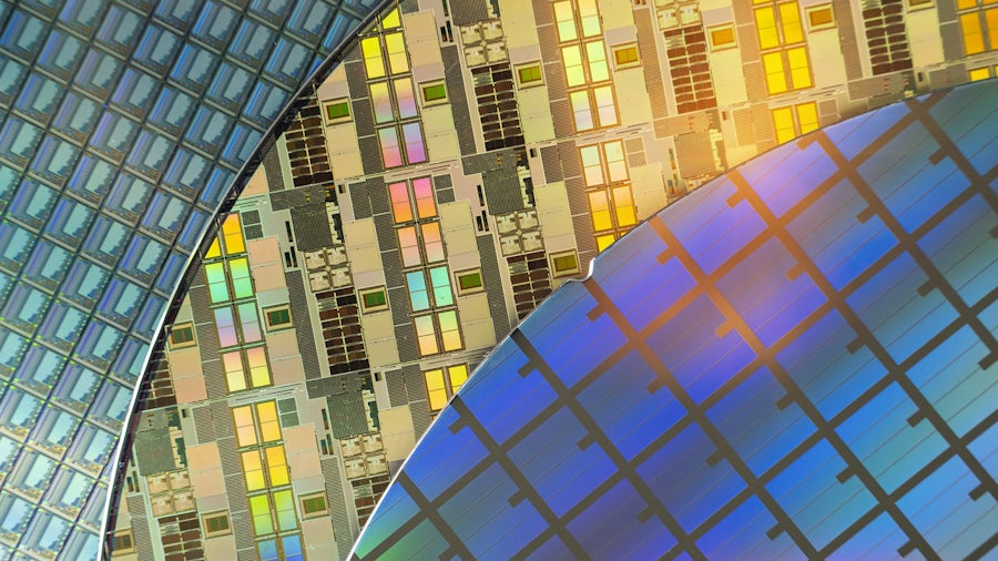 colorful composite image of several wafers