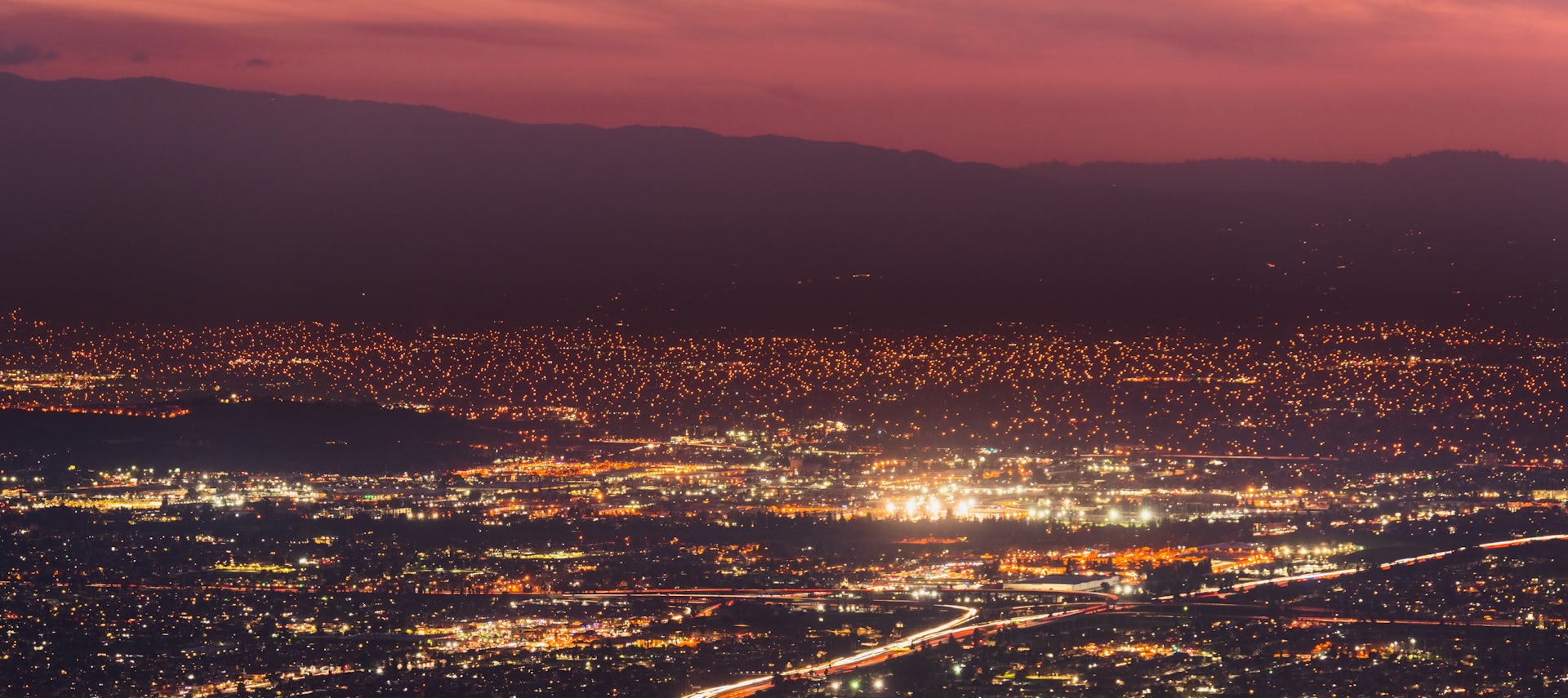 An evening view of Silicon Valley.