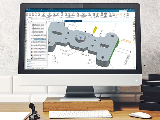 Panel de NX Mach 2 para validar un nuevo componente.

