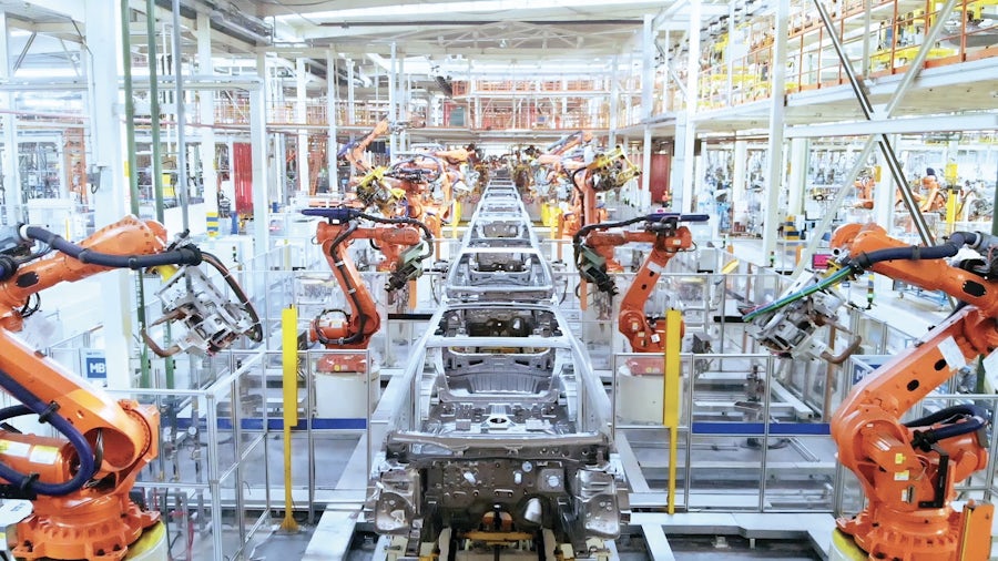 Electric battery manufacturing plant assembly line