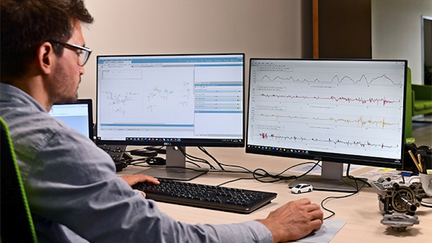 An engineer performing a model-based system testing in our facility in Detroit, Michigan, United States.