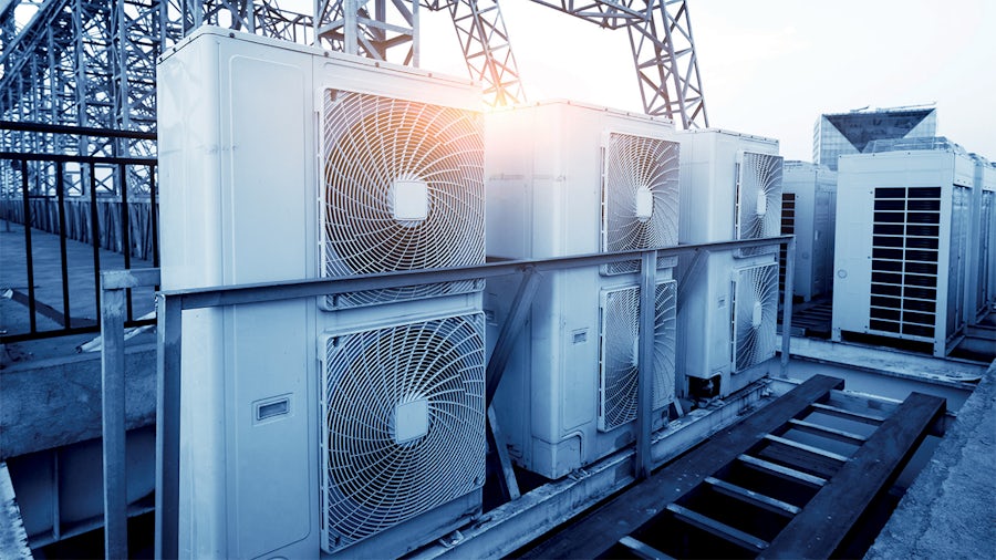 Multiple HVAC units used for climate control in large buildings.