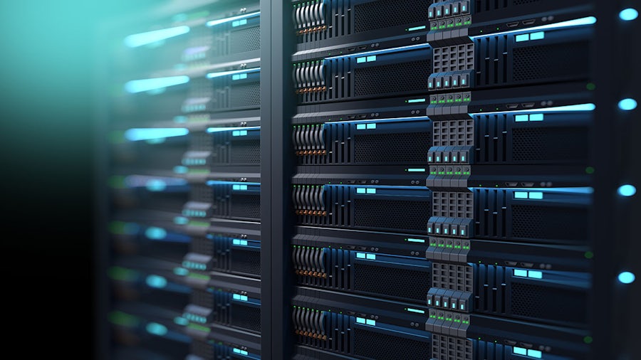 photograph of a rack of compute servers