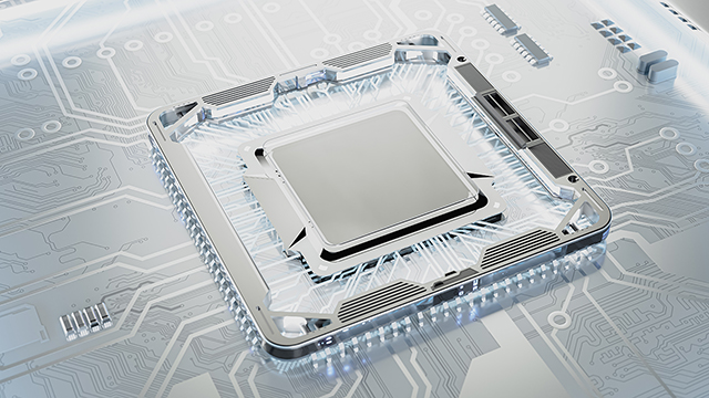 clear and silver chip on board