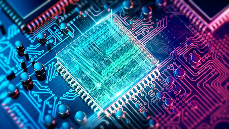 Glowing computer chip