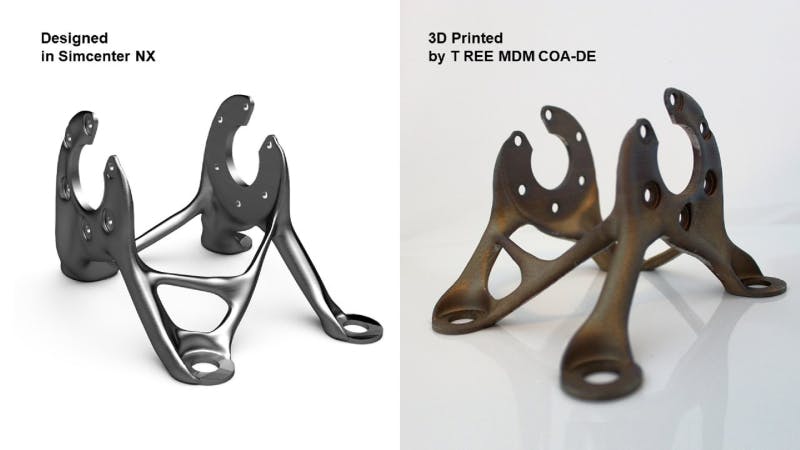 3D printed additive manufactured parts, designed in Siemens Simcenter NX software.