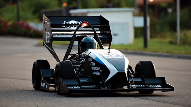 The E-Motion Rennteam Aalen is a group of students at the Aalen University of Applied Sciences who design and build electric race cars to compete in the Formula Student racing series.