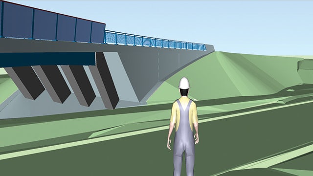 Using the ability to import LandXML in NX, SSL engineers created a fully associative, parametric 3D model of the site to process in NX along with the bridge itself.