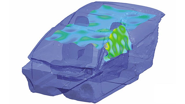 A visual of aero vibro acoustics from the Simcenter software.