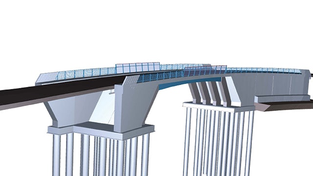SSF engineers designed this bridge using NX, taking advantage of the software’s freeform geometry modeling capabilities.