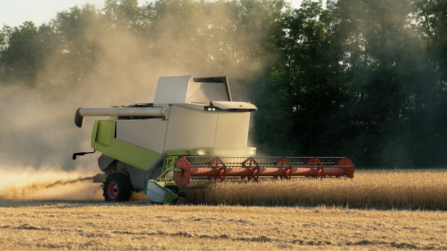 Heavy machine equipment in an open field