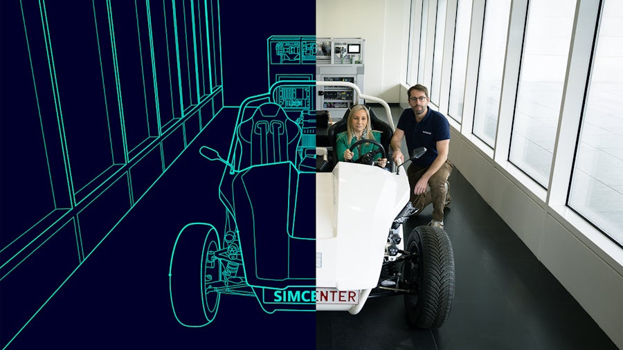 Engineers in a physical system shown side-by-side with a virtual XiL system.