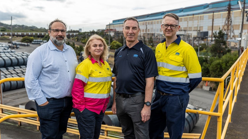 From left to right: Richard Ella - Digitalization Consultant at Siemens, Stojanka Naumoski - Digital Transformation Co-ordinator at BlueScope, Colin Robertson - Digital Transformation Manager for Asset Management at BlueScope, and Chris Wonson - Predictive Maintenance Lead at BlueScope